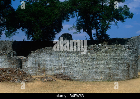 Le Grand Zimbabwe ruines de structures de pierre. Le Zimbabwe. Banque D'Images