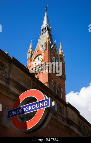 St Pancras Londres Angleterre signe Métro Banque D'Images