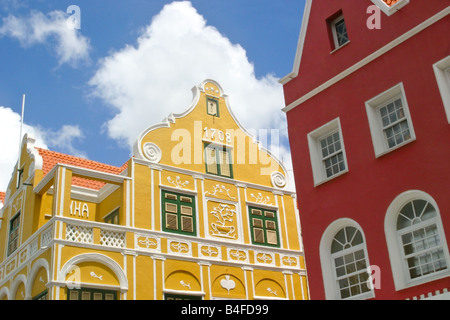 Oranjestad Aruba close up de bâtiments colouful Banque D'Images
