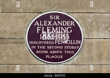 Plaque commémorative de Sir Alexander Fleming Banque D'Images