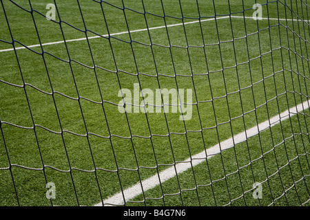 Le filet d'un but de soccer, Close up, et un terrain de soccer Banque D'Images