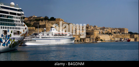 Vue panoramique du port de La Valette, Malte Banque D'Images