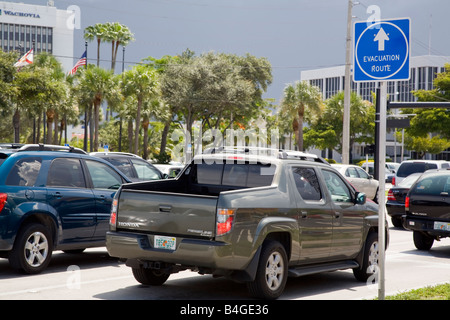 L'ouragan évacuation signe, Fort Lauderdale, Florida, USA Banque D'Images