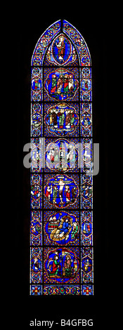 Lyon, Kathedrale Saint-Jean, Mittleres Chorfenster Banque D'Images