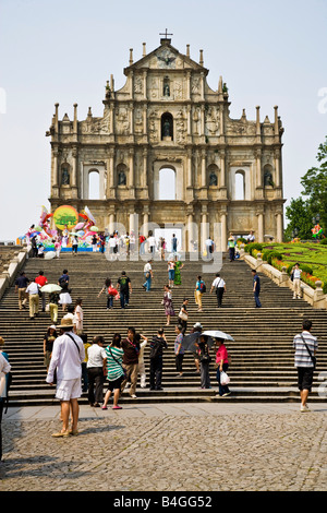 Façade et le grand escalier vers les ruines de l'église St Paul ruinas de Igreja de São Paulo Macao Chine JMH3329 Banque D'Images