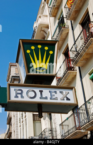 Un signe extérieur d'une boutique Rolex à Tarragone, Espagne Banque D'Images
