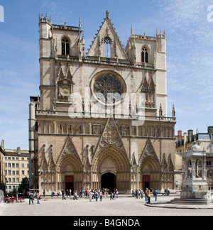 Lyon, Saint-Jean, Westfassade Kathedrale Banque D'Images
