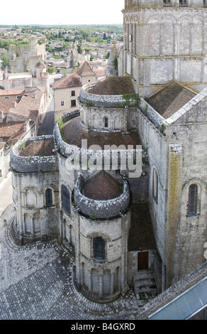 Chauvigny bei Poitiers, Saint-Pierre, Chorapsis von Norden Banque D'Images