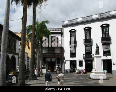 Plaza de España, de la statue de Felipe II, Santa Cruz de La Palma, La Palma, Canary Islands, Islas Canarias, Espagne, Portugal, Europe. Banque D'Images