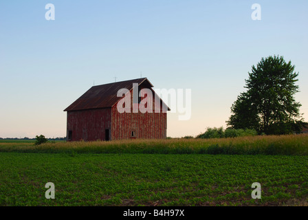 Un cent et vingt ans vieille grange sur un mi-ouest american farm Banque D'Images