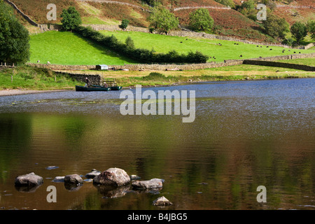 Pêche à la mouche Tarn Watendlath en automne, 'le Lake District' Cumbria England Royaume-Uni Banque D'Images