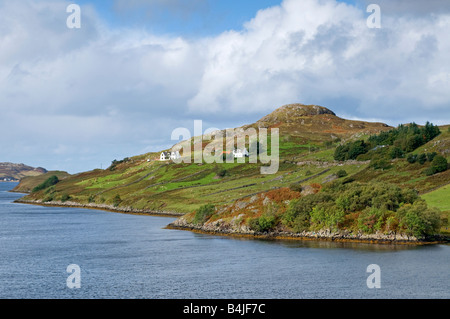 Crofting dispersés au-dessus des collectivités, Loch Inchard Riconich Sutherland Banque D'Images