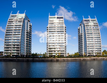 NV appartements donnant sur le bassin du Huron, Salford, Royaume-Uni. Banque D'Images