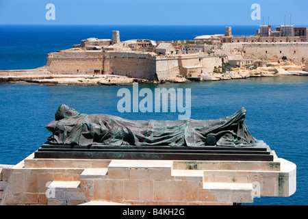 La Seconde Guerre mondiale Monument, Jardins Barrakka inférieur, La Valette, Malte Banque D'Images