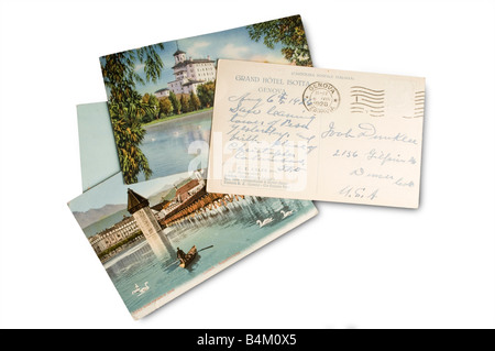 Cartes postales anciennes sur blanc Banque D'Images