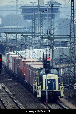 Railroad Shunting Yard dans le port de Hambourg, Allemagne. Banque D'Images
