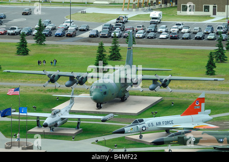 Sommaire des avions memorial, la base aérienne Elmendorf AFB, Anchorage, Alaska, USA. Banque D'Images