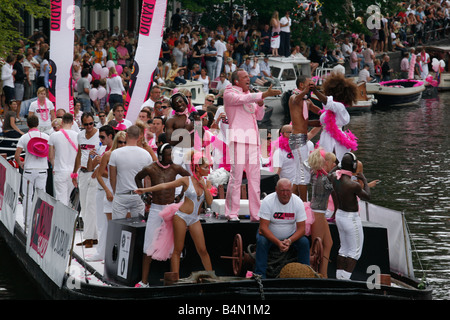 Gay pride à Amsterdam canal 20087 Banque D'Images