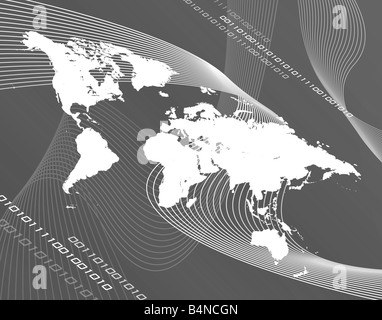 Une carte du monde en noir et blanc montage fonctionne très bien pour les communications mondiales et plus de voyage Banque D'Images