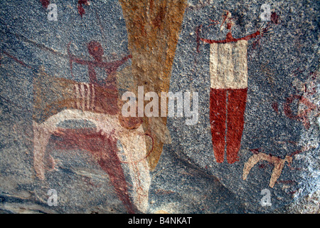 Peintures rupestres dans les grottes de Geel Lass, le Somaliland, en Somalie Banque D'Images