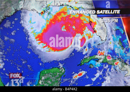 Carte météo satellite ouragan comme vu sur l'internet et sur la télévision par satellite Banque D'Images