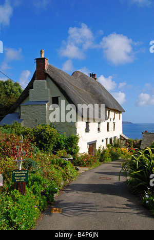 Une chaumière traditionnelle à l'église cove,lizard,cornwall,uk Banque D'Images
