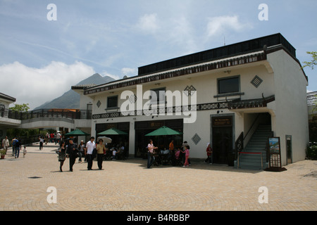 Village de Ngong Ping l'île de Lantau à Hong Kong, Avril 2008 Banque D'Images