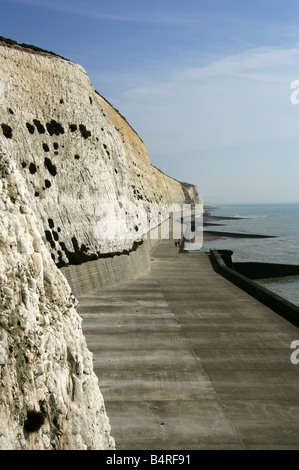 Défenses côtières et des falaises de craie à Peacehaven, East Sussex, UK Banque D'Images