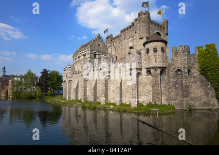 Le Gravensteen, château médiéval, Gand, Belgique Banque D'Images