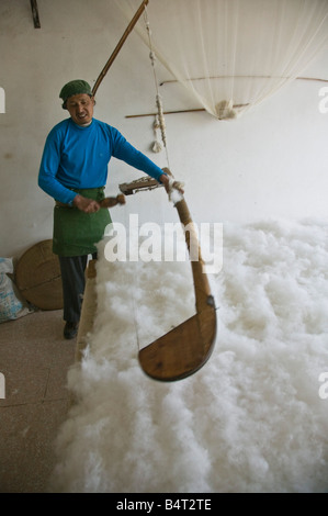 Chine, Province du Yunnan, région du lac Erhai Hu Xizhou, coton, fluffer Banque D'Images