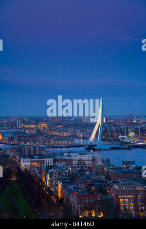 Rotterdam & Pont Erasmus à partir de la tour Euromast, Rotterdam, Holland Banque D'Images