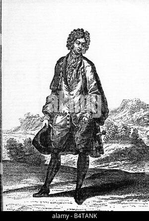 Mode, XVIIe siècle, France, mode masculine, noble en robe d'été, gravure en cuivre, vers 1680, Banque D'Images