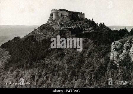 Architecture, châteaux, Allemagne, Bade-Wurtemberg, Hohenneuffen, photo de L. Schaller, Stuttgart, XIXe siècle, Banque D'Images