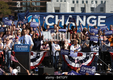 Un rallye pour USA candidat présidentiel démocrate Barack Obama à Columbus Ohio Banque D'Images
