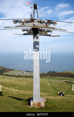 Un pilier de soutien pour le grand orme téléphérique llandudno conway clwyd North Wales UK Banque D'Images