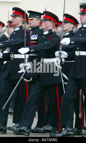 La Grande-Bretagne s centre Prince Harry prend sa place dans la Parade au souverain s'Académie Royale Militaire de Sandhurst en Angleterre mercredi 12 Paril 2006 pour marquer l'achèvement de son officier Le Prince a été l'un des 220 cadets passant et recevoir leurs commissions dans l'armée britannique, le défilé a été examiné par la reine Elizabeth II et assisté par le duc d'Édimbourg, le Prince de Galles, la duchesse de Cornouailles et le Prince William qui est aussi le cours d'officier Banque D'Images