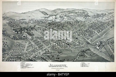 Vue aérienne de Jeannette une ville dans le comté de Westmoreland, New Jersey, United States 1897 Banque D'Images