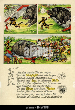 Publicité, mode, salamandre, livret, 'Lurchis Abenteuer - Das lustige Salamanderbuch' ('Lurchis aventures'), partie 11, 1955, Lurchi capture le boar woïde, , Banque D'Images