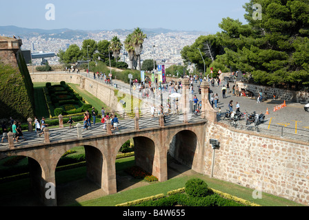 Le château de Montjuic à Barcelone, Espagne Banque D'Images