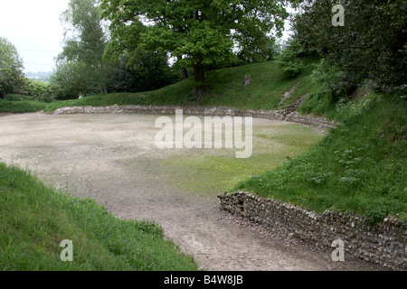 Dans les ruines de l'Amphithéâtre Romain Silchester Hampshire England UK Banque D'Images