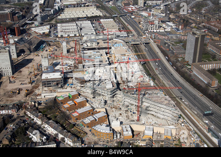 Vue aérienne de l'Amérique de Westfield Ville Blanche de construction pour le développement de l'ouest du site Route Cross Londres W12 England UK 2007 Banque D'Images