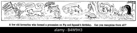 Pip Squeak et Wilfred et Amis 1923 Pip Squeak et Wilfred le 12 mai 1919 le t Daily Mirror a introduit ses lecteurs à les aventures de Pip et grincent dans les neuf mois suivant le chien et Pip Squeak penguin ont été rejoints par un lapin appelé Wilfred le chien le pingouin et le lapin ont à devenir ferme favoris avec le miroir leur lectorat le fan club Gugnune Wilfredian League de gagné plus de 350 000 membres dans les six mois de son lancement, le trio vedette de Panto et fait de nombreuses apparitions en public ce trio inédit, étaient également favoris ferme avec la famille Royale la Reine Mary a visité le Banque D'Images