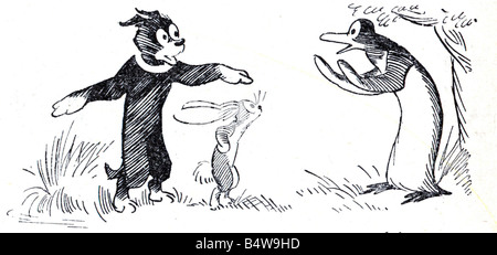 Pip Squeak et Wilfred le 12 mai 1919 le Daily Mirror a introduit ses lecteurs à les aventures de Pip et grincent dans les neuf mois suivant le chien et Pip Squeak penguin ont été rejoints par un lapin appelé Wilfred le chien le pingouin et le lapin ont à devenir ferme favoris avec le miroir leur lectorat le fan club Gugnune Wilfredian League de gagné plus de 350 000 membres dans les six mois de son lancement, le trio vedette de Panto et fait de nombreuses apparitions en public ce trio inédit, étaient également favoris ferme avec la famille Royale la Reine Mary a visité le trio dans le zoo de Bristol au début des années 20 l'agir de l Banque D'Images