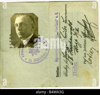 Alpinisme, clubs, Club alpin allemand et autrichien, section 'Oberland', carte des membres de Hermann Schueler, 1957, , Banque D'Images