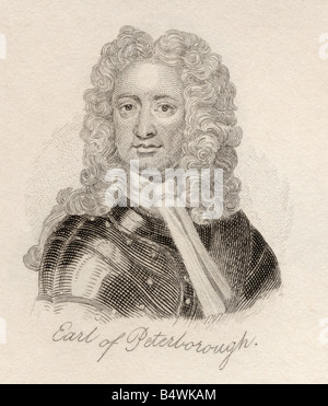 Charles Mordaunt, 3e comte de Peterborough et 1er comte de Monmouth, 1658 à 1735. Noble anglais et chef militaire. Banque D'Images