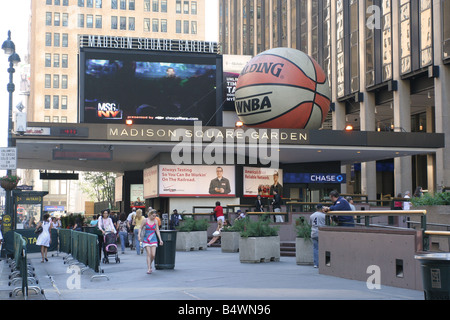 Madison Square Garden, entrée principale de l'arène de sport sur la 7e avenue, New York, NY. Banque D'Images