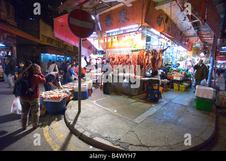 Un aperçu de l'ensemble des boutiques au marché traditionnel de Wan Chai à Hong Kong. Banque D'Images