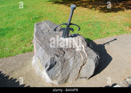 Excalibur de la pierre, Château vert, Château de Taunton, Taunton, Somerset, England, United Kingdom Banque D'Images