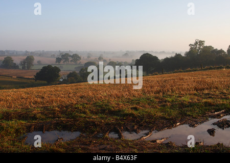 Un matin tôt anglais scène rurale. Lambley, Nottinghamshire, Angleterre, Royaume-Uni Banque D'Images