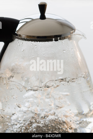 Close up de l'eau bouillante dans la théière Banque D'Images